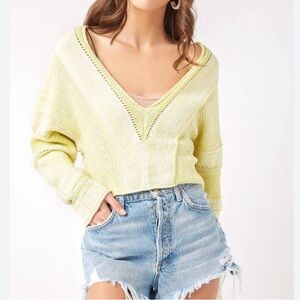 Free People Lemonade Stand v neck sweater